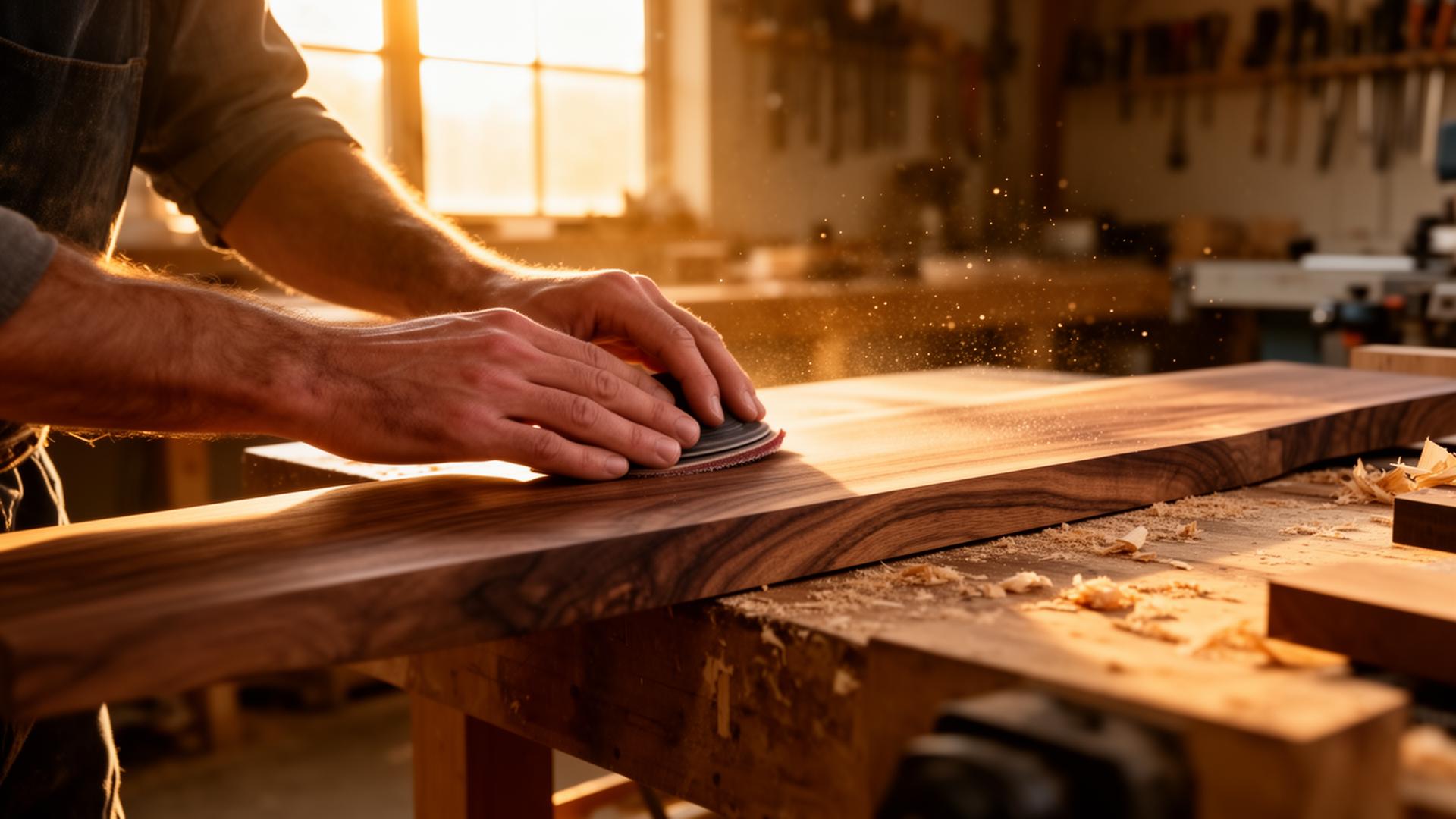 Close-up of solid walnut grain