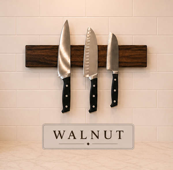 Walnut Wall-Mounted Magnetic Knife Holder