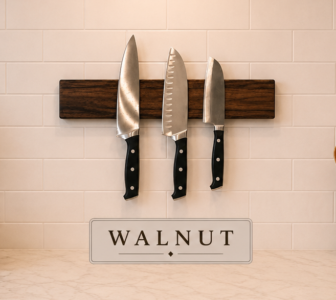 Walnut Wall-Mounted Magnetic Knife Holder