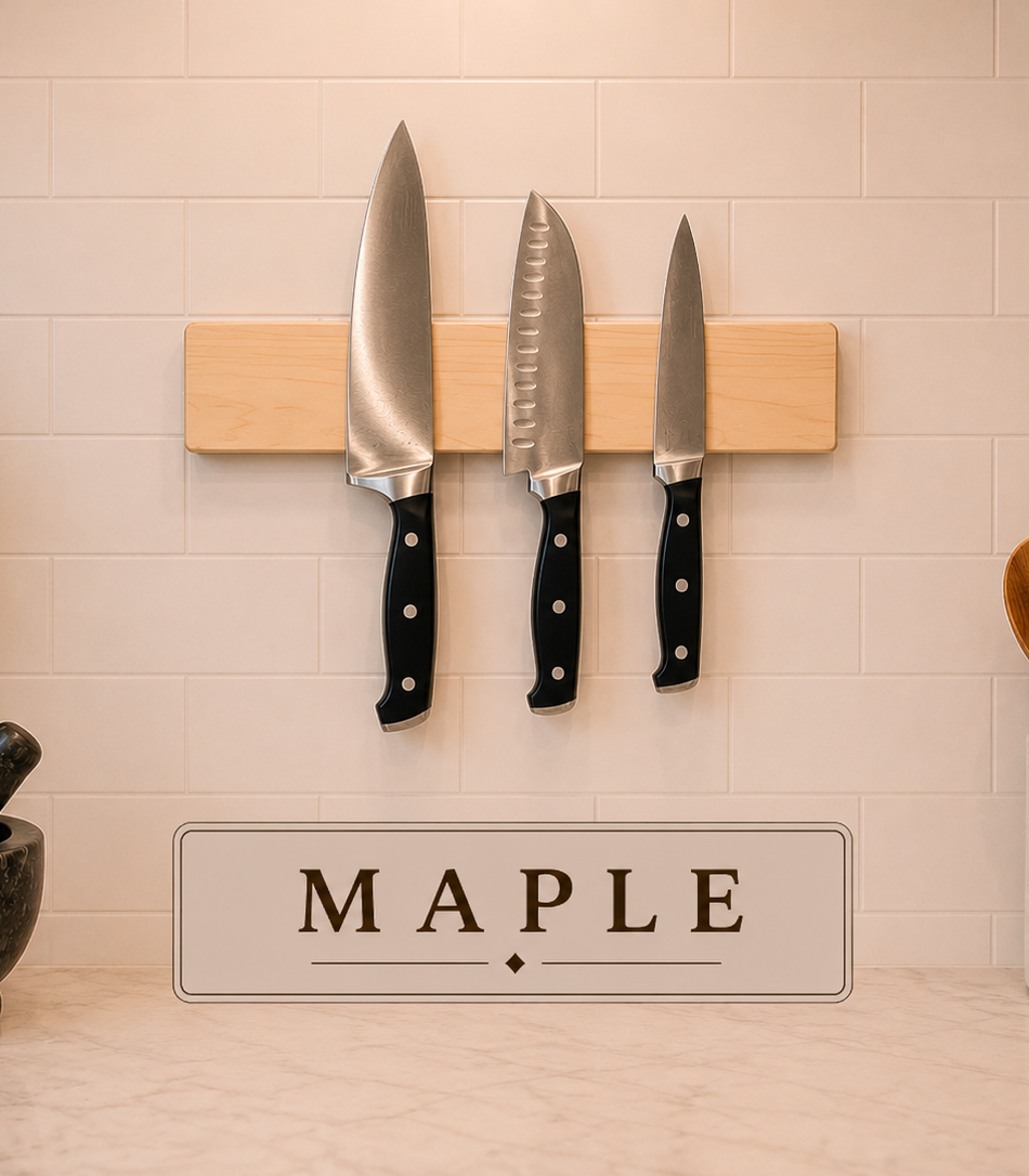 Maple Wall-Mounted Magnetic Knife Holder